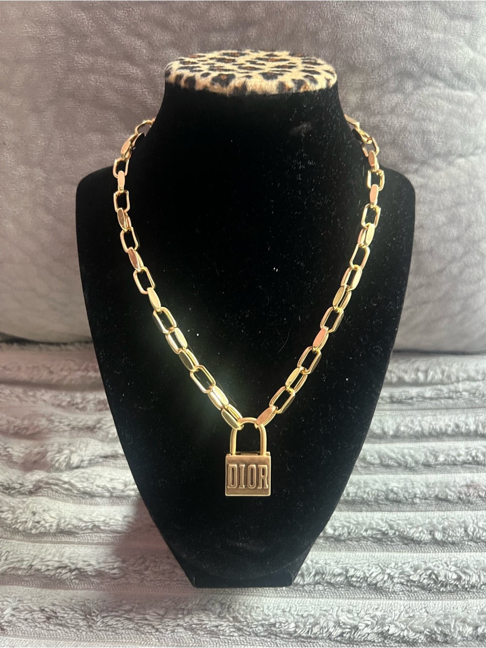 Dior Gold-tone Padlock Link Necklace